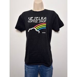Veselka New York Black T-Shirt Rainbow Graphic